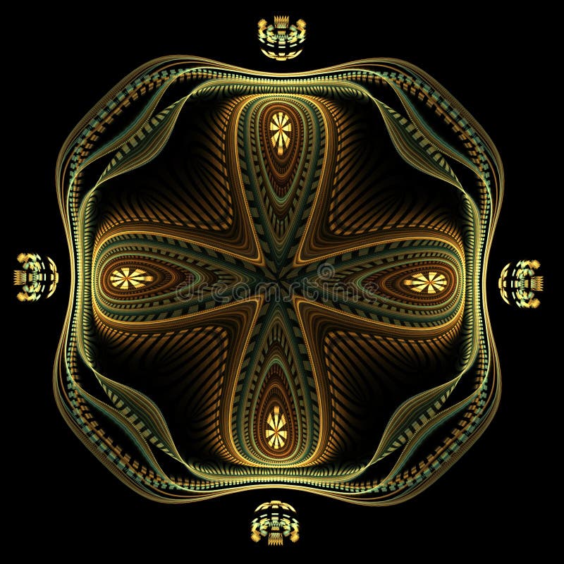 Abstract fractal image resembling a Maltese cross pillow with tassels. Abstract fractal image resembling a Maltese cross pillow with tassels
