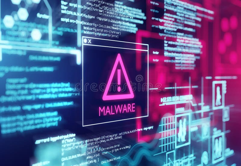 Malware Detected Warning Screen stock photography