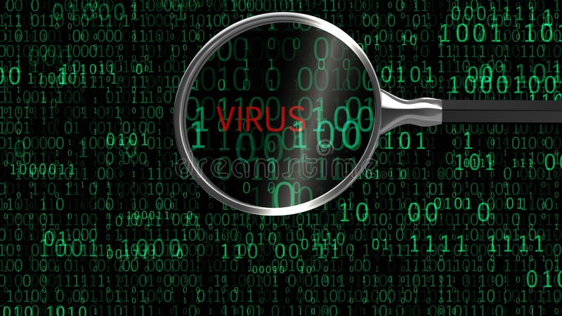 Malware virale in vetro di ingrandimento digitale, antivirus trova applicazione dannosa royalty illustrazione gratis Malware virale in vetro di ingrandimento digitale, antivirus trova applicazione dannosa royalty illustrazione gratis