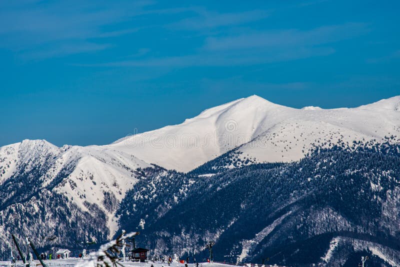 Maly Krivan, Suchy and Klacianska Magura from Velka luka hill in winter Mala Fatra mountains in Slovakia