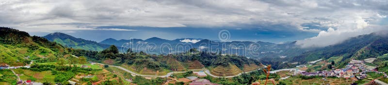 Malásia, panorama de plantações de chá em Cameron Highland imagem de stock Malásia, panorama de plantações de chá em Cameron Highland imagem de stock