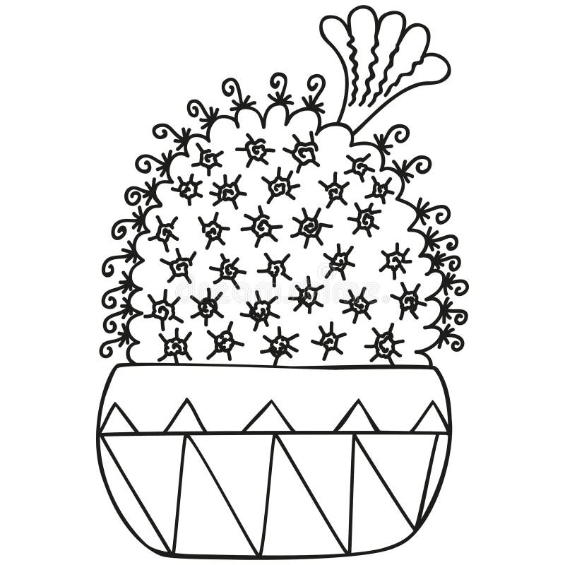 Cactus Coloring Page - Desenho De Cacto Preto E Branco - Free Transparent  PNG Clipart Images Download