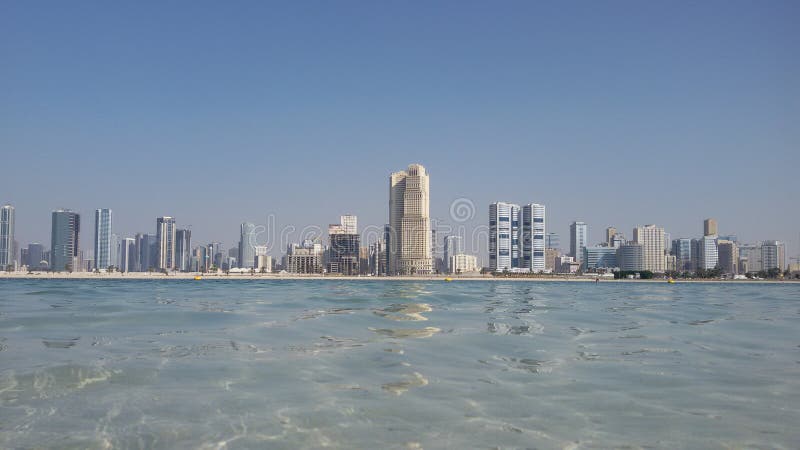Mamzar Beach, Dubai, UAE. royalty free stock photography Mamzar Beach, Dubai, UAE. royalty free stock photography