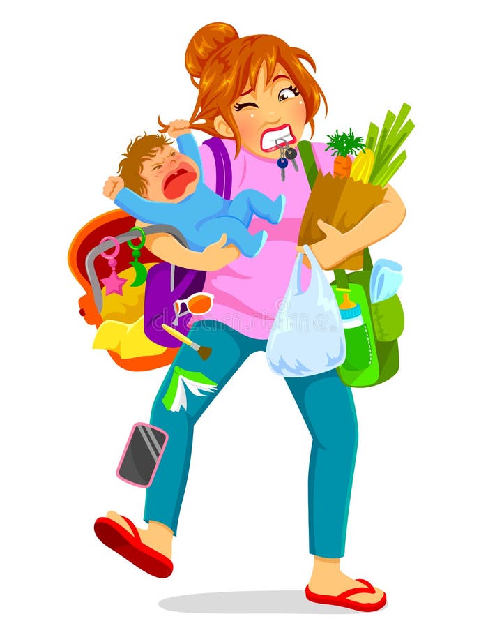 Mamá sobrecargada libre illustration Mamá sobrecargada libre illustration