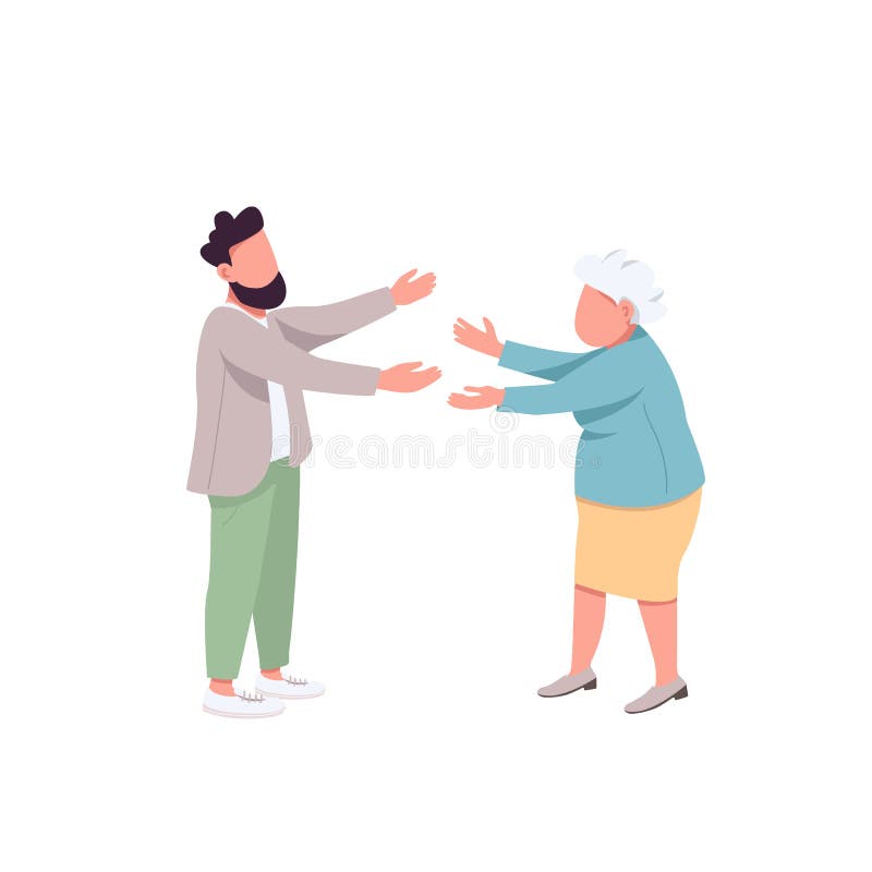 Mamă bătrână cu personaje vectoriale plate de tip fiu adult vector illustration