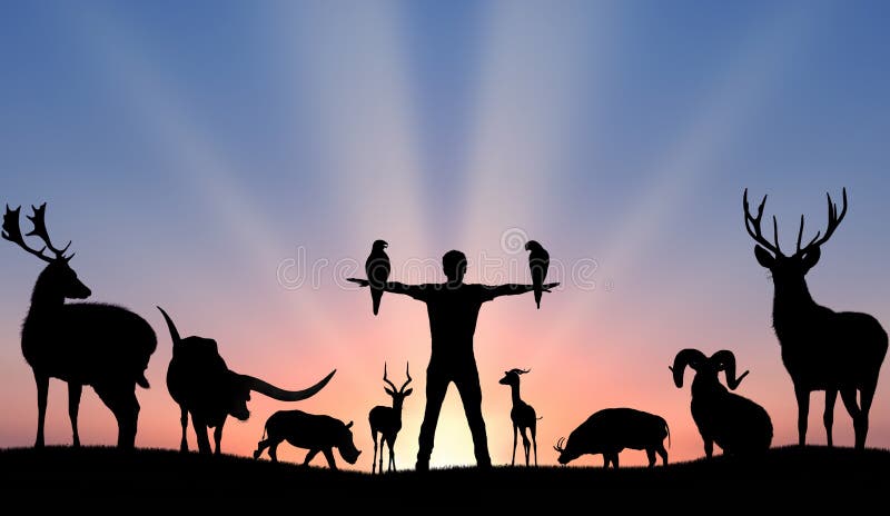 Man and Animals in Harmony Preserve and Conserve Nature Wildlife Stock Photo - Image of 196381338