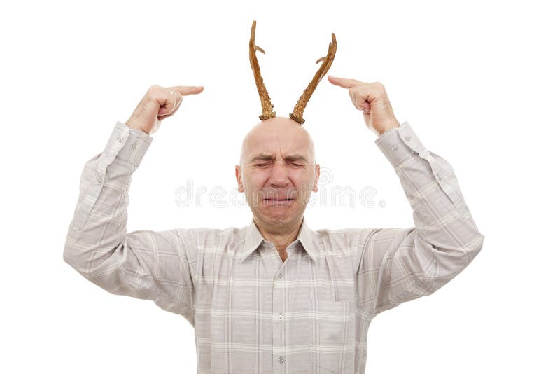 Man with antlers royalty free stock photography