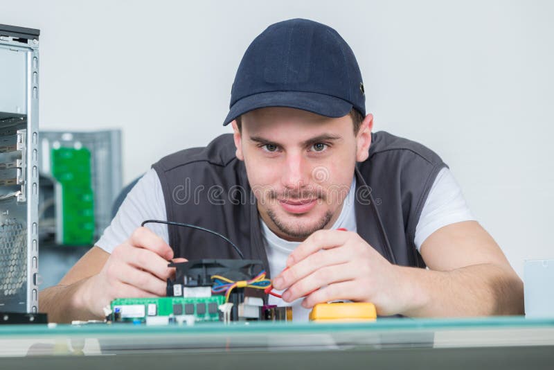 Electronic Assembler at Work Stock Photo Image of repair, equipment