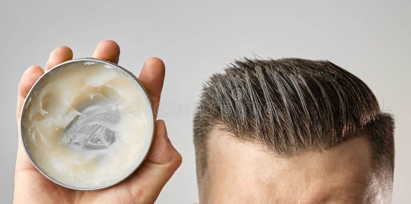 Man Applying a Clay, Pomade, Wax, Gel or Mousse from Round Metal Box for  Styling His Hair after Barbershop Hair Cut Stock Image - Image of hygiene,  haircare: 195917097