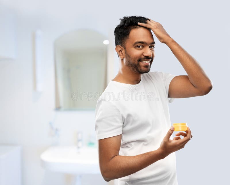 Man Applying Hair Wax or Styling Gel in Bathroom Stock Image - Image of groomed, beauty: 253541283 Man Applying Hair Wax or Styling Gel in Bathroom Stock Image - Image of groomed, beauty: 253541283