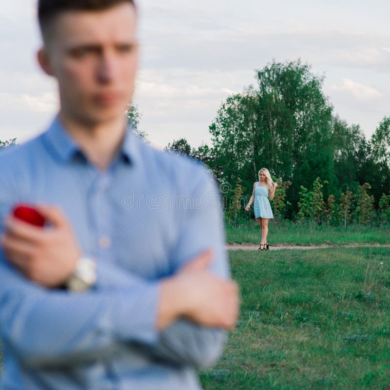 Man Asking His Girlfriend If She Wants To Marry Him Stock Image Image