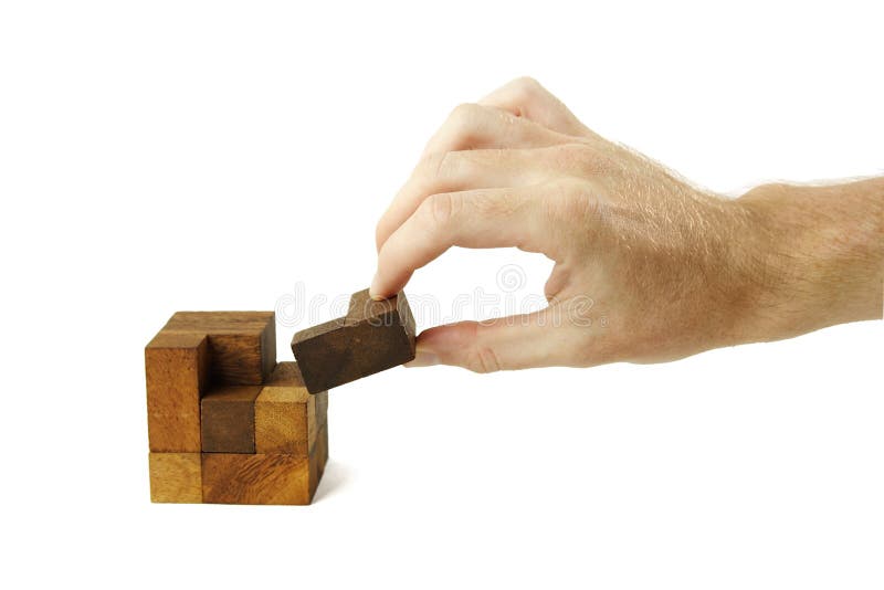 Man Assemble Wooden Cube Puzzle Isolated Stock Image Image of cube, play 16674885