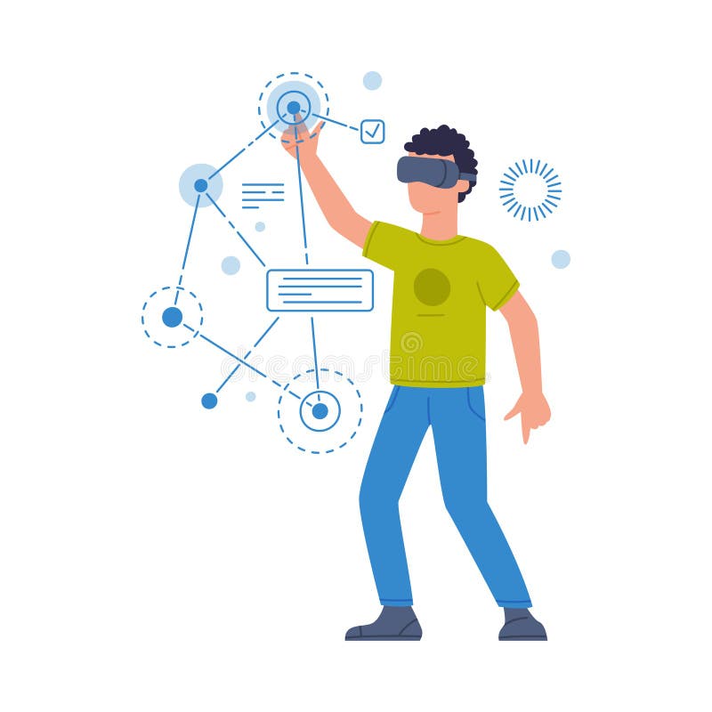 Man in Augmented Reality Glasses As Future Technology Device Vector