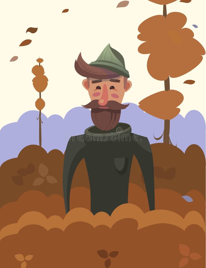 Man in the autumn vector illustration