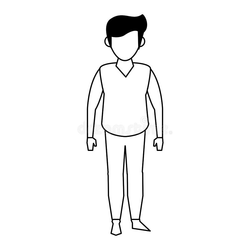 Man Avatar Body Faceless Cartoon in Black and White Stock Vector -  Illustration of casual, cartoon: 154902480