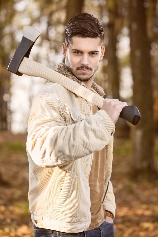 Man with axe stock photo. Image of people, strong, professional 37153924