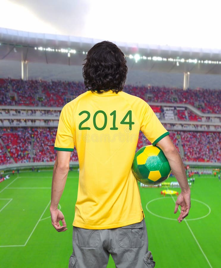 Man back with brasil jersey