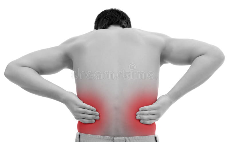 Man with back pain royalty free stock photography