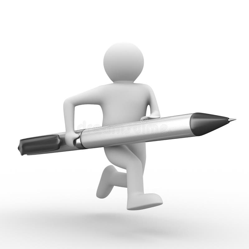 Man with ball pen on white background vector illustration