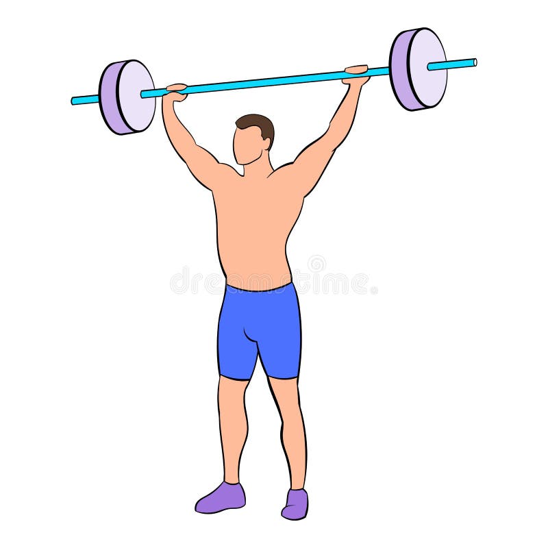 Man with Barbell Icon Cartoon Stock Vector Illustration of barbell