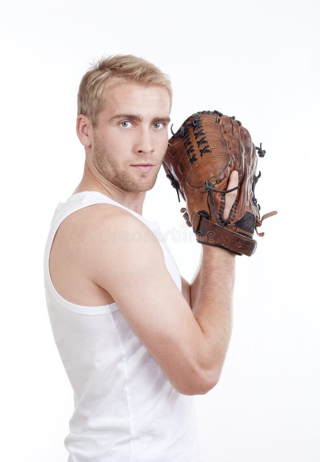 Man with baseball glove stock image. Image of player 20753571