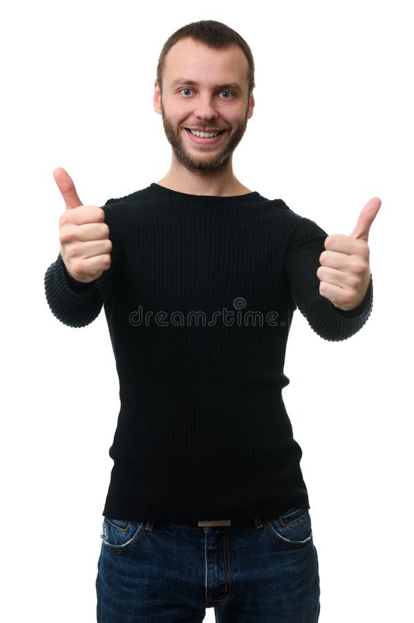 Man with beaming smile showing thumb up stock image Man with beaming smile showing thumb up stock image