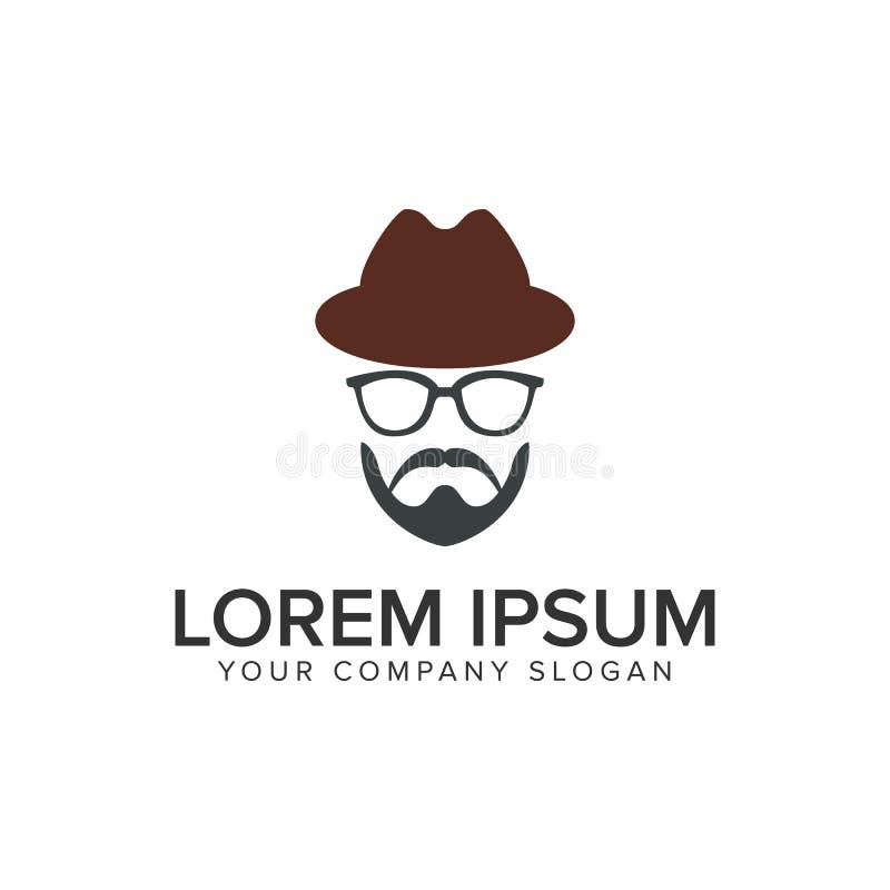 Man with Beard and Hat Logo Design Concept Template. Fully Editable Stock Vector Illustration