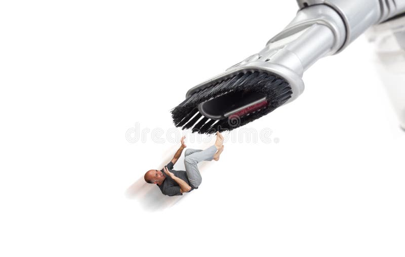 Man Being Sucked by a Vacuum Cleaner Stock Photo Image of cleaner