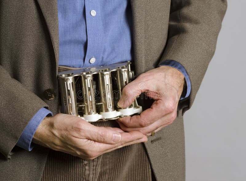 Man With Belt Coin Dispenser Stock Photo Image of currency, close