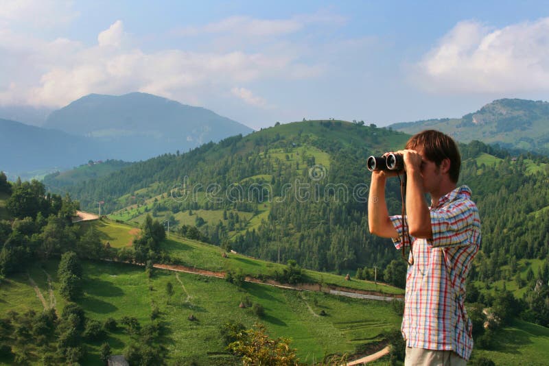 Man with binoculars