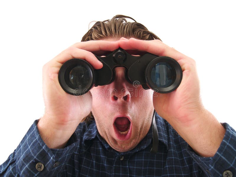 Man with binoculars stock image. Image of vision, lens 113745037