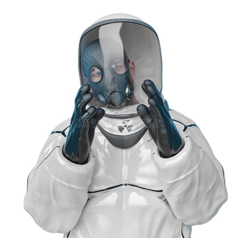 Man in a Biohazard Suit is Explaining Stock Illustration - Illustration
