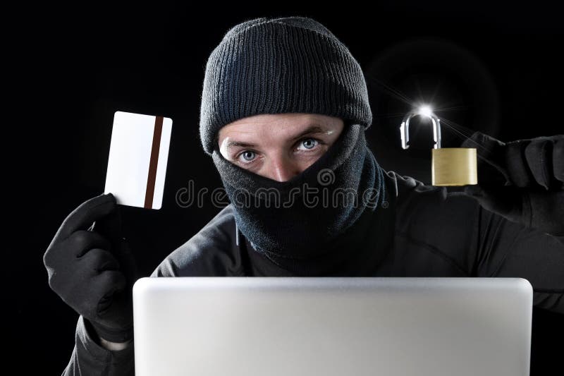 Man In Black Holding Credit Card And Lock Using Computer Laptop For Criminal Activity Hacking Bank Account Password Stock Image - Image of access, hacker: 53830139 - 웹
