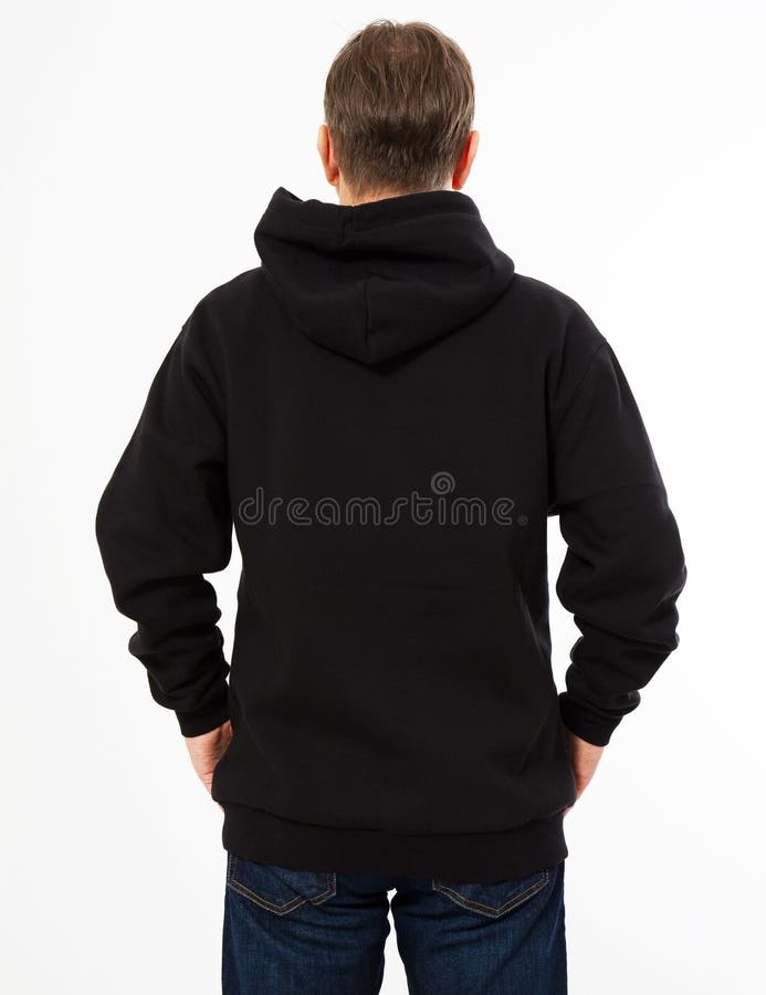 Download Man In A Black Hoodie Isolated On White Background Mock Up ...