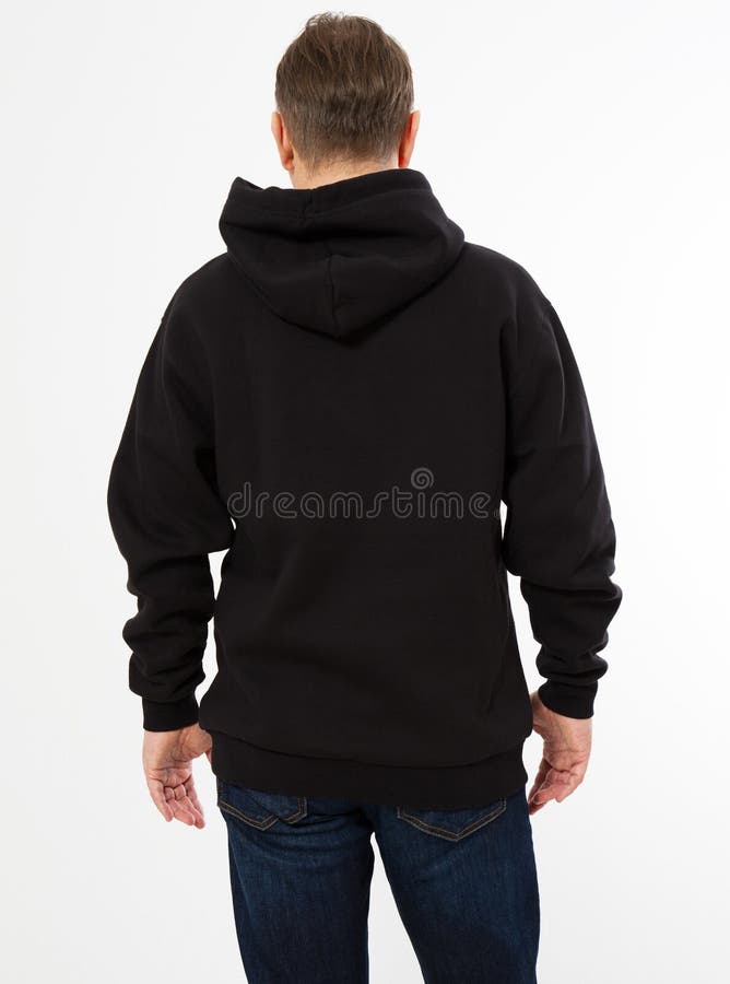 Download Man In Black Pullover Hoodie Mockup - Back View Stock ...