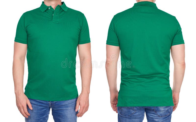 T-shirt Design - Man in Blank Dark Green Polo Shirt Isolated Stock ...