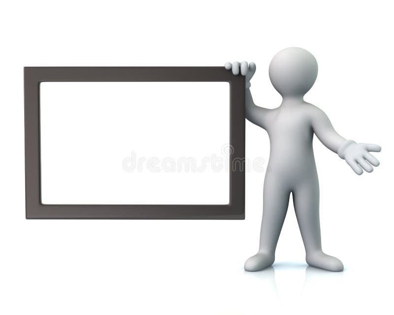 Man with blank signboard stock illustration