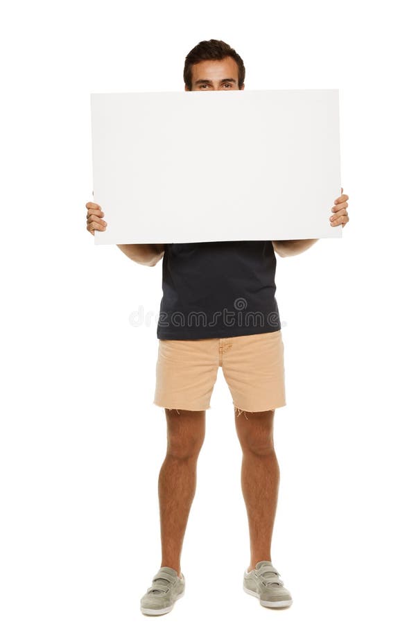 Man with blank whiteboard