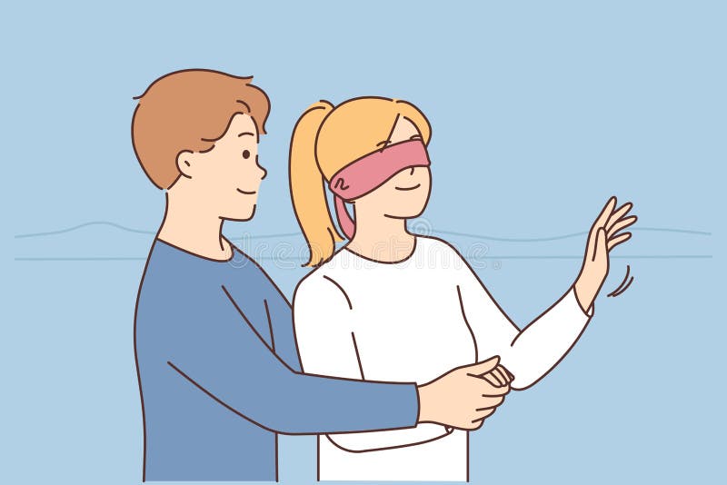 Blindfolded couple standing back to back ignoring after breakup or  separation. Man and woman in blindfolds avoid communication. Relationship  problem. Vector illustration. 20903285 Vector Art at Vecteezy