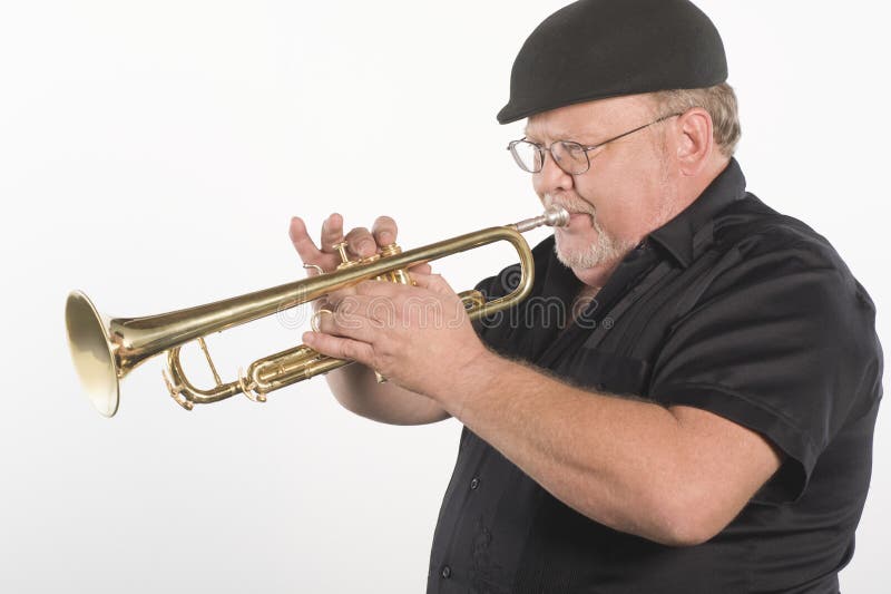 Man Playing Trumpet And Making Music Stock Photo Image of music, jazz