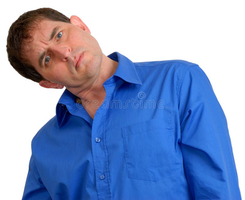 Man in Blue Dress Shirt 12. Man in blue dress shirt with his head tilted to the side, with a questioning look on his face royalty free stock photos Man in Blue Dress Shirt 12. Man in blue dress shirt with his head tilted to the side, with a questioning look on his face royalty free stock photos