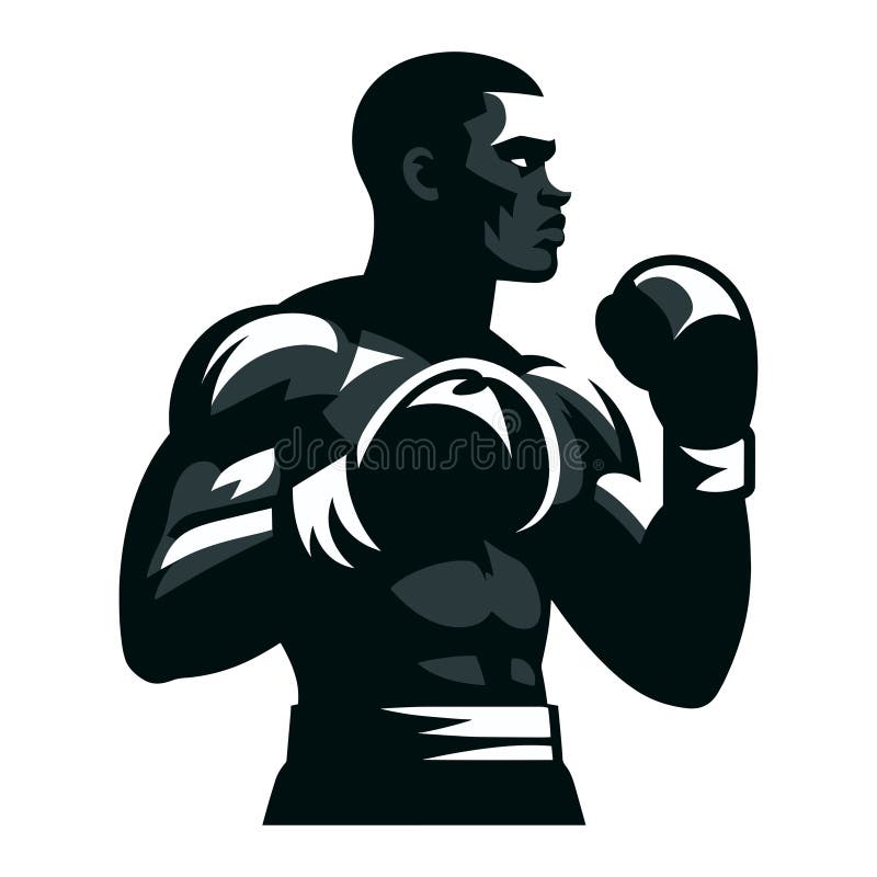 Man boxing boxer athlete half body vector design illustration, sport fighter, box combat, Boxer fighting in gloves, punching with fist design template isolated on white background