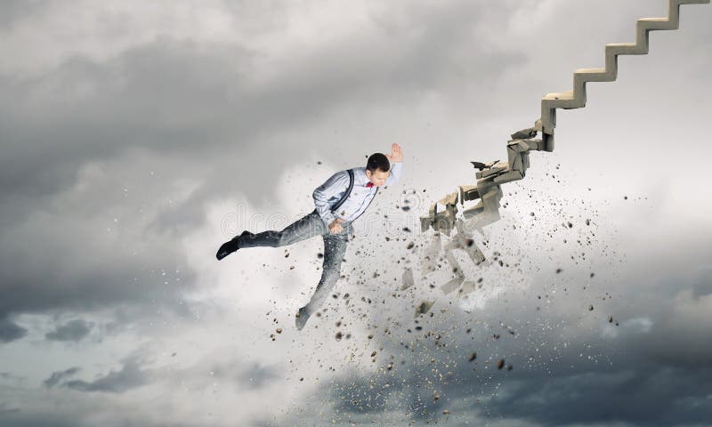 Man breaking ladder . Mixed media royalty free stock images Man breaking ladder . Mixed media royalty free stock images