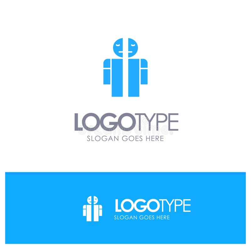 Man Broken, Broken, Medical, Human Blue Solid Logo with place for tagline stock illustration