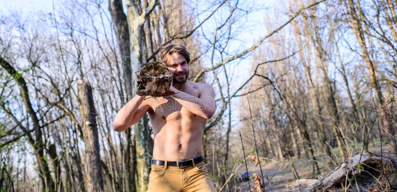 Lumberjack or woodman naked muscular torso royalty free stock photography.