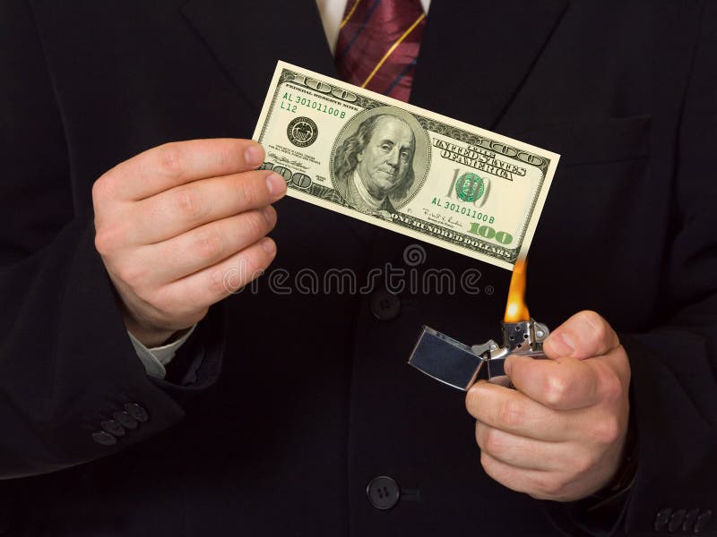 Man burnning the money