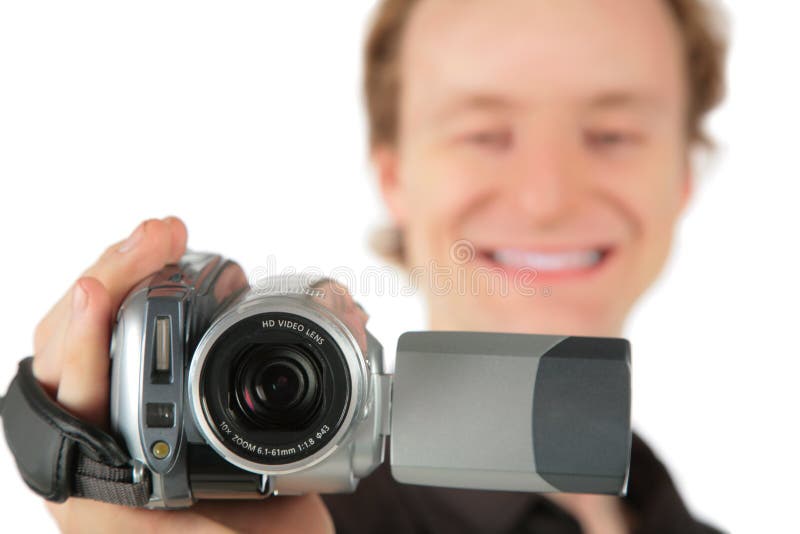 Man with camcorder stock image. Image of space, fashion 8074623