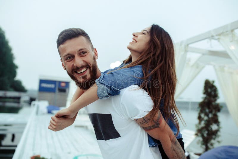 Man Carries Girl His Hands Stock Photos Free & RoyaltyFree Stock