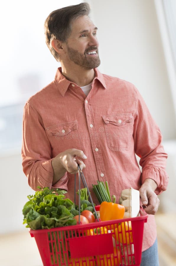 Man Carrying Basket Full of Vegetables Stock Photo Image of freshness