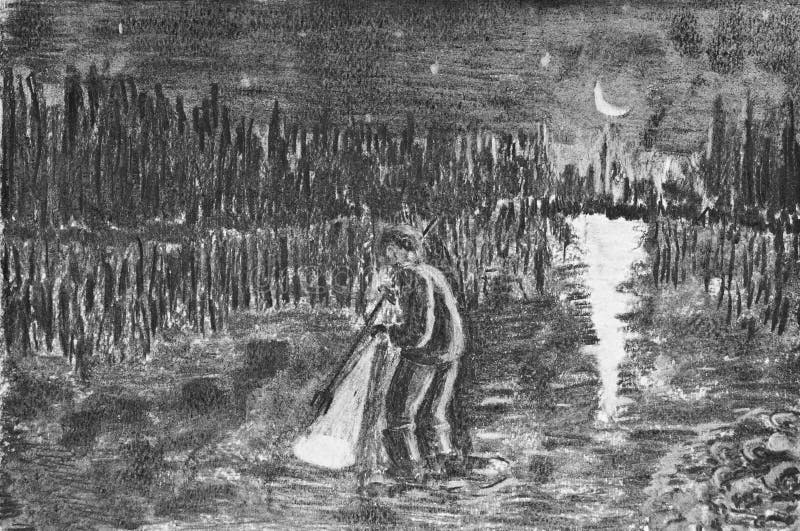 A man catches fish with the help of a prison. vector illustration A man catches fish with the help of a prison. vector illustration